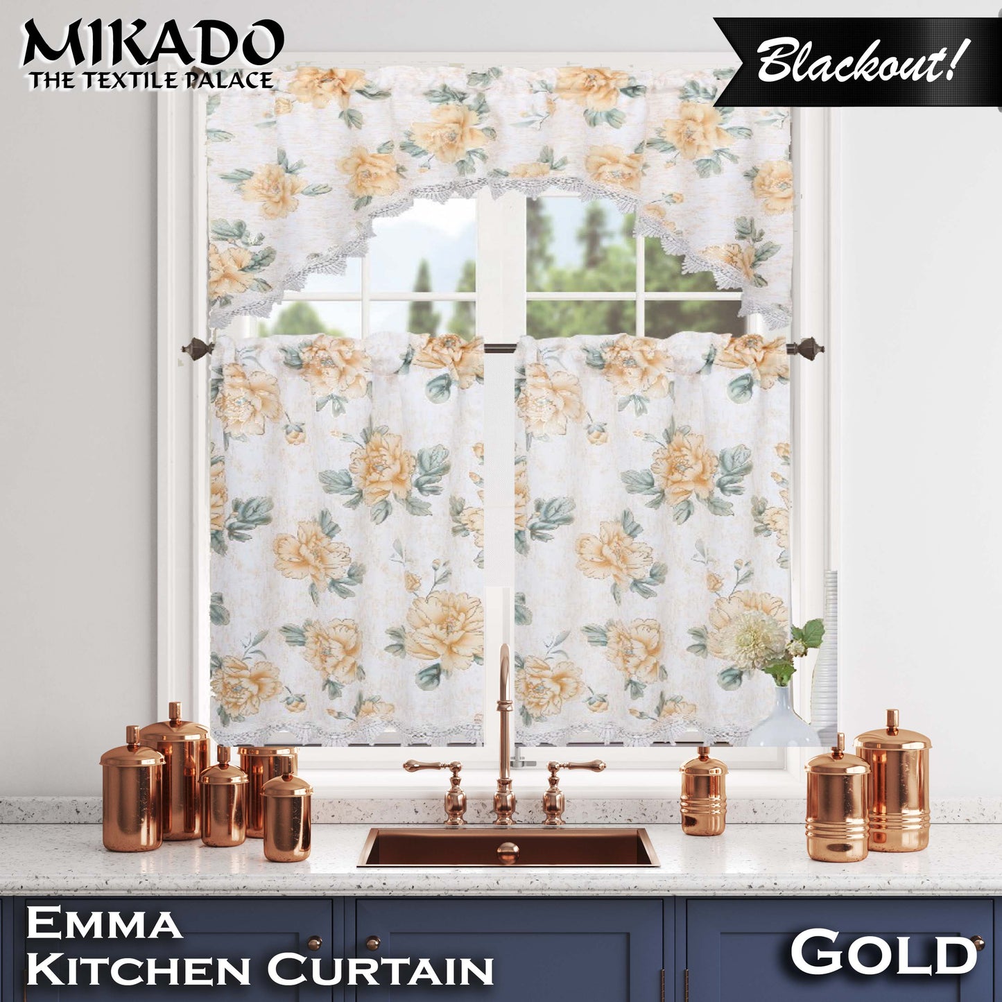 Emma Blackout Kitchen Curtain Set