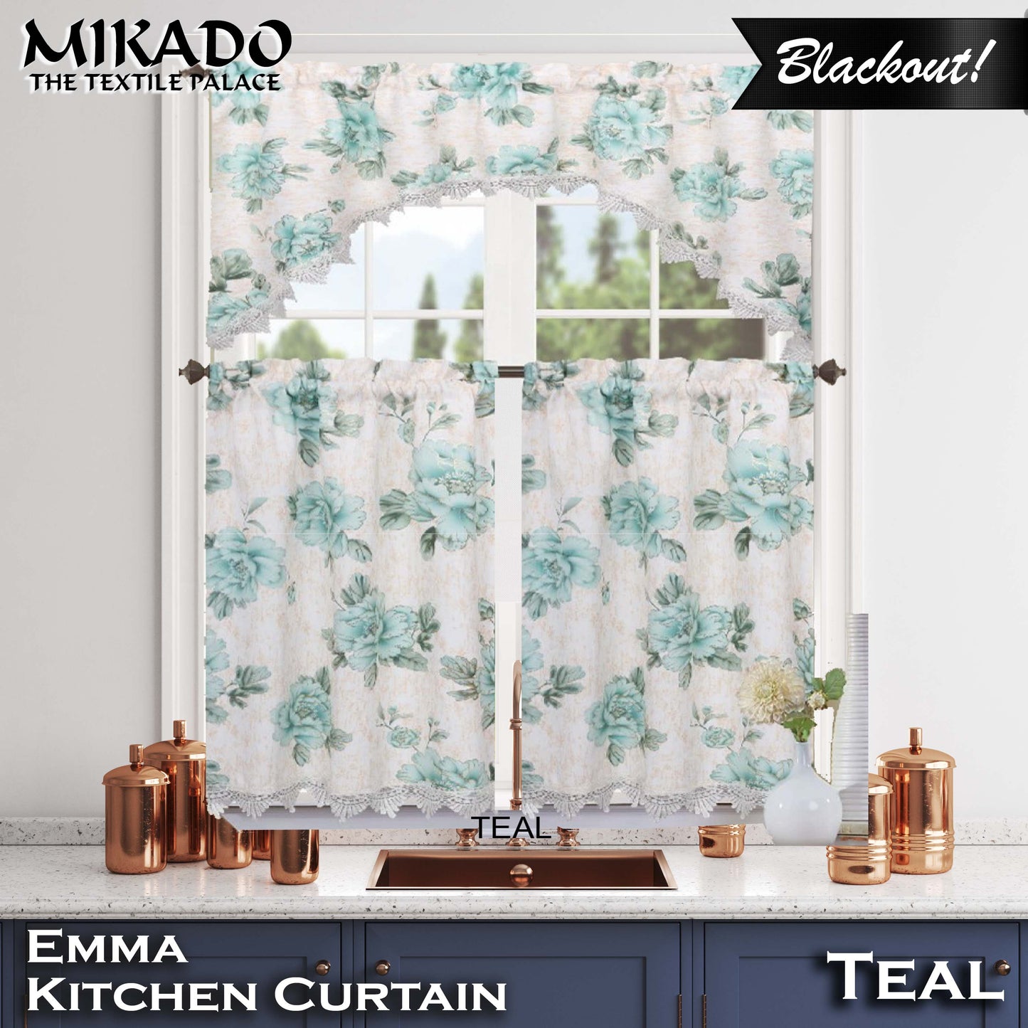 Emma Blackout Kitchen Curtain Set