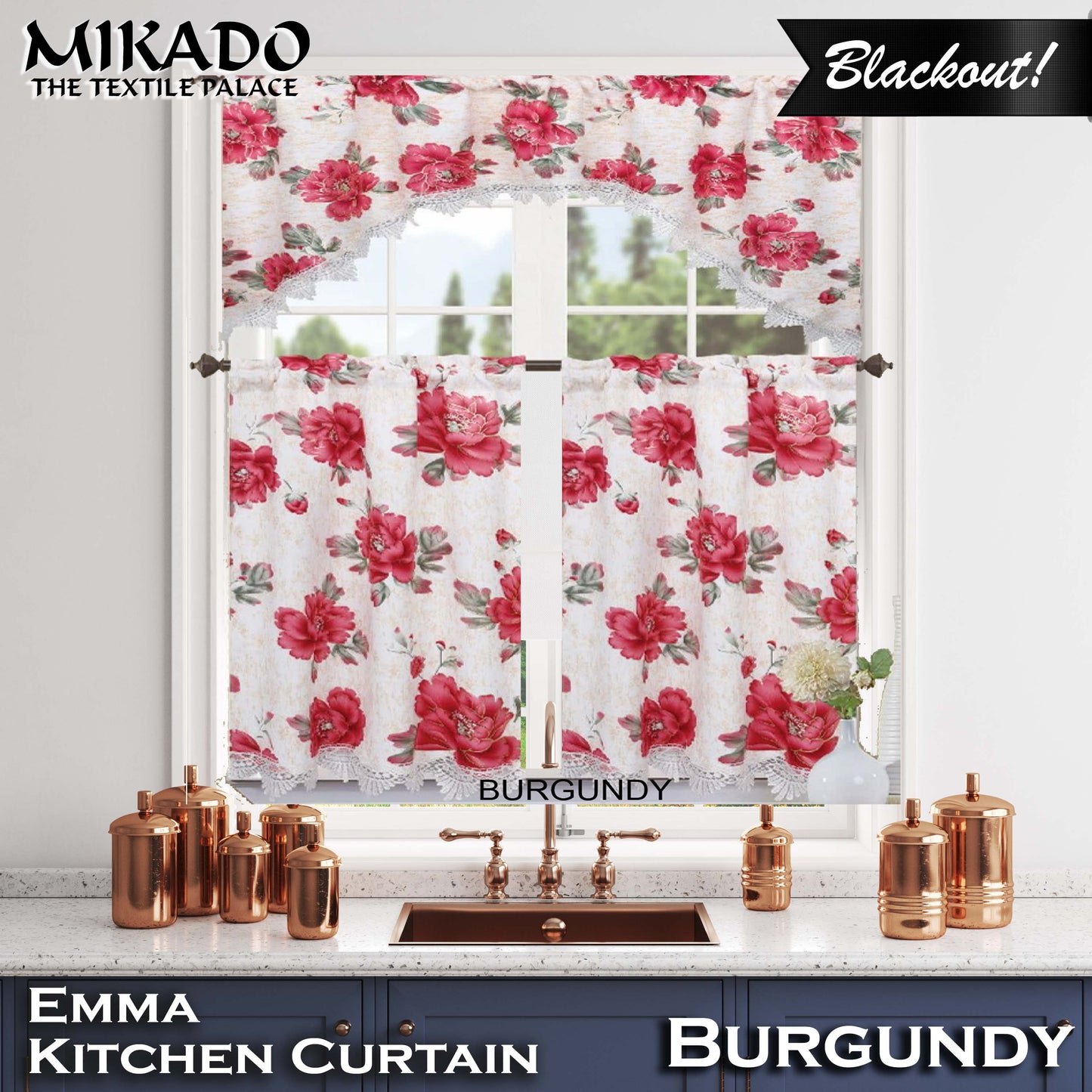 Emma Blackout Kitchen Curtain Set