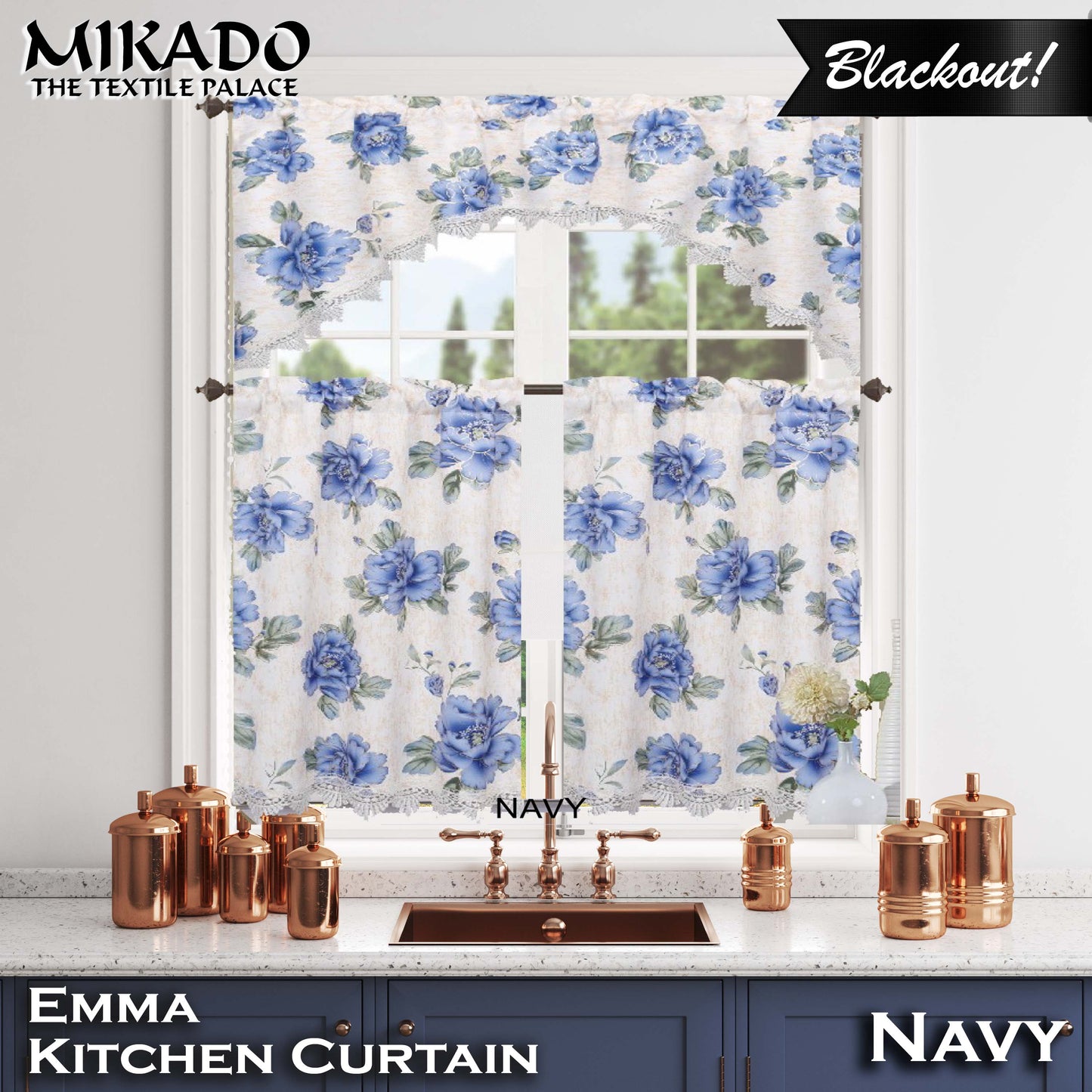 Emma Blackout Kitchen Curtain Set