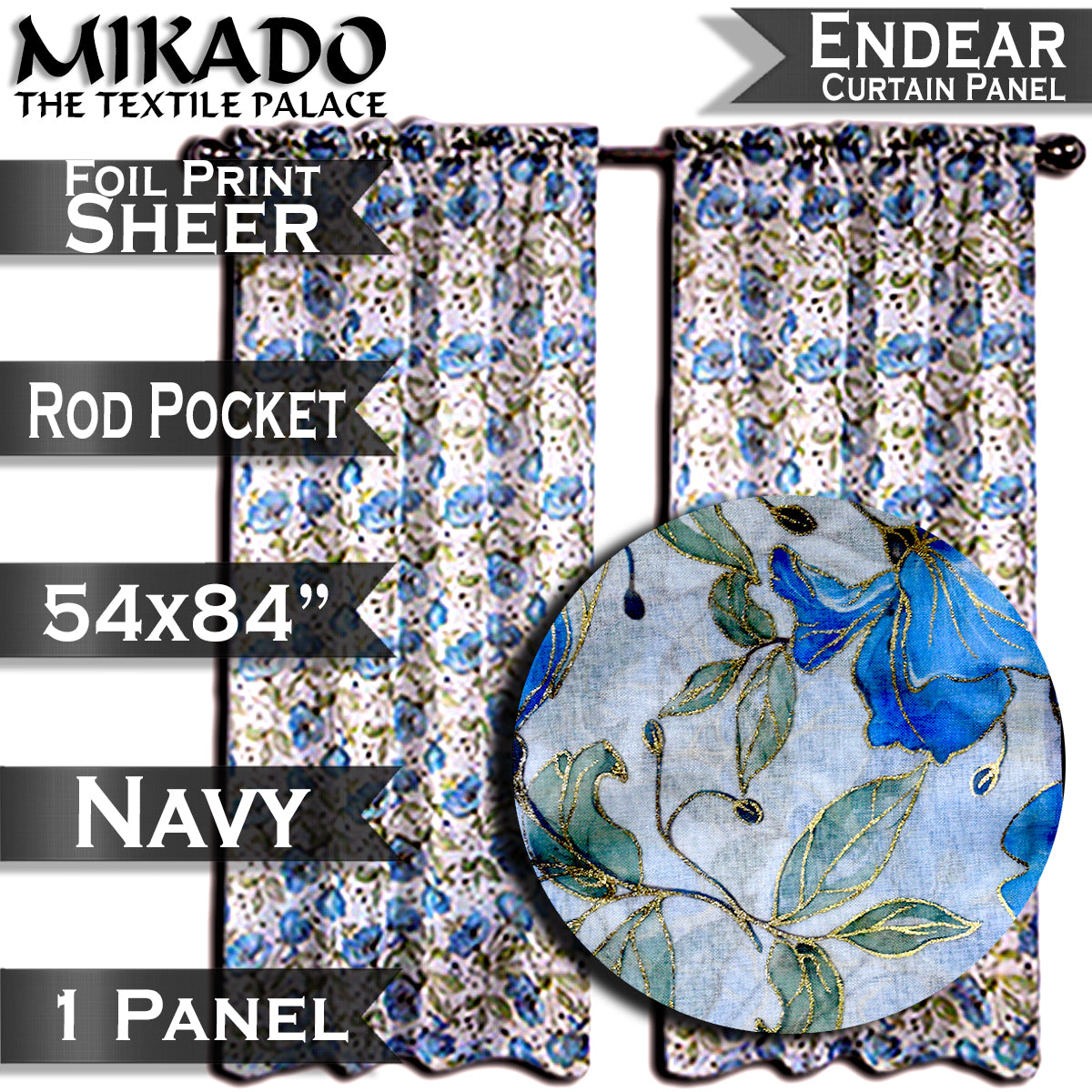 Endear Sheer Foil Print (Panel, Valance)