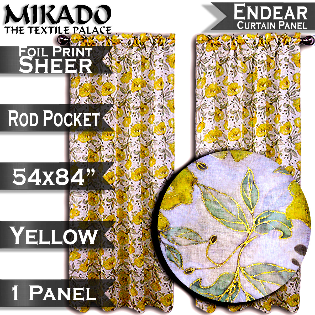 Endear Sheer Foil Print (Panel, Valance)