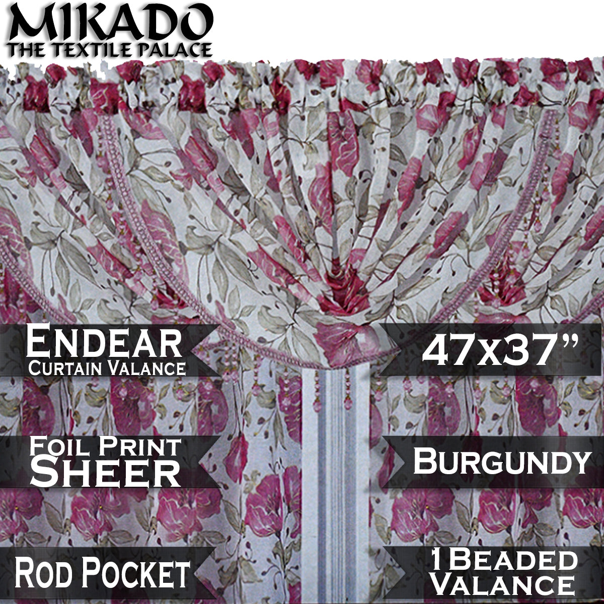 Endear Sheer Foil Print (Panel, Valance)