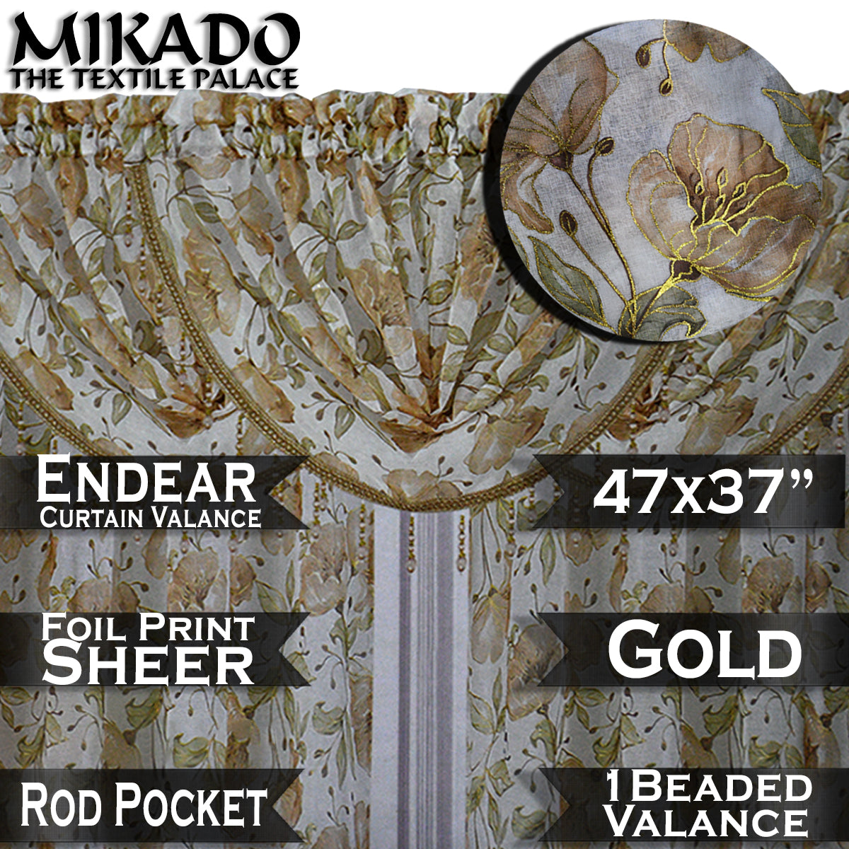 Endear Sheer Foil Print (Panel, Valance)