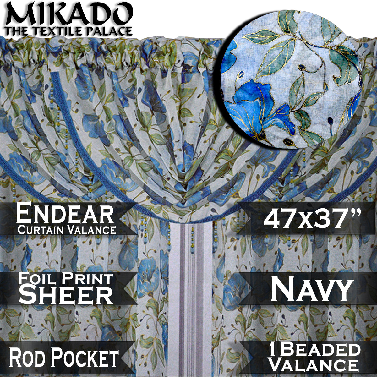 Endear Sheer Foil Print (Panel, Valance)