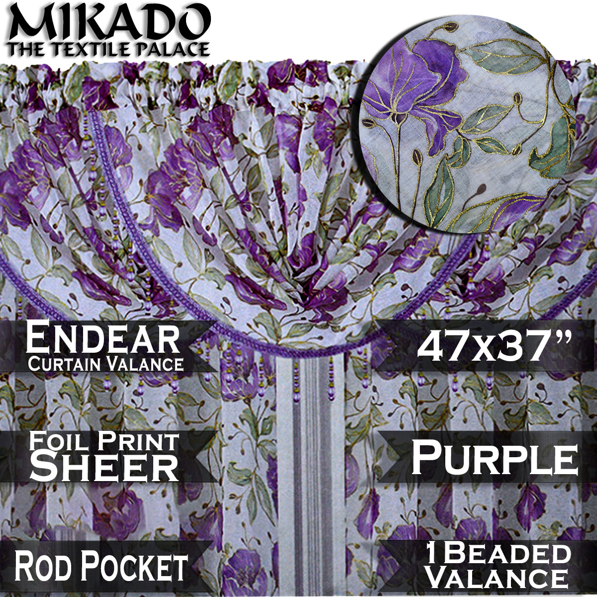 Endear Sheer Foil Print (Panel, Valance)