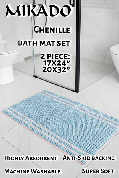 Chenille Plush Bath Mat (Stripes)