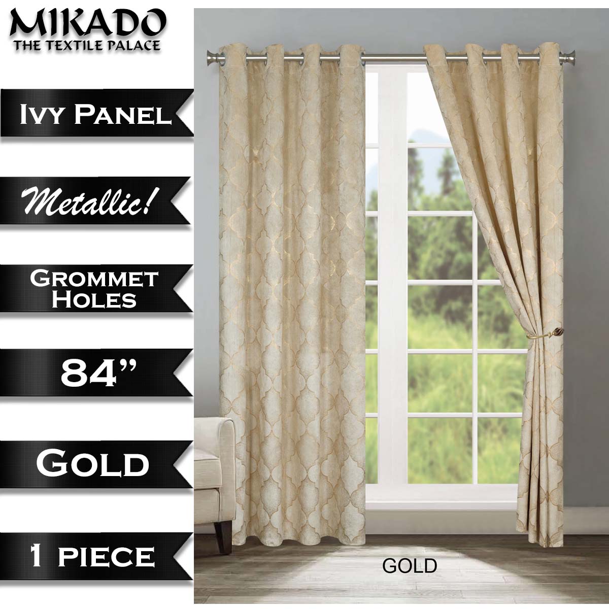 Ivy Metallic Curtain Panel