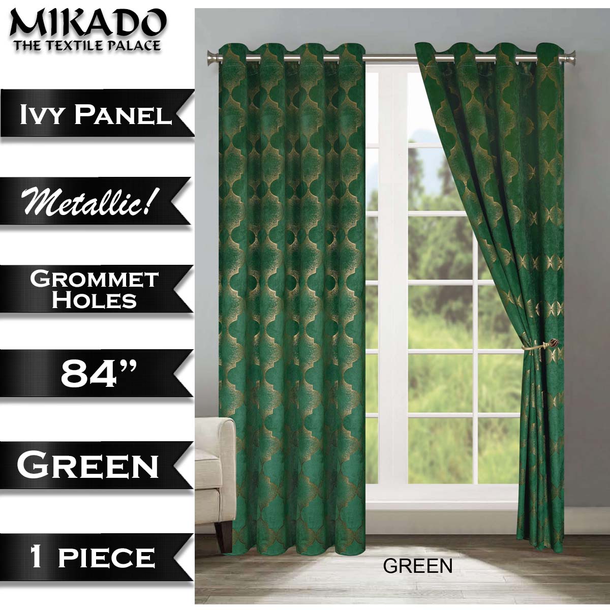 Ivy Metallic Curtain Panel