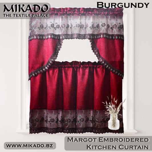 Margot Embroidered Kitchen Curtain Set