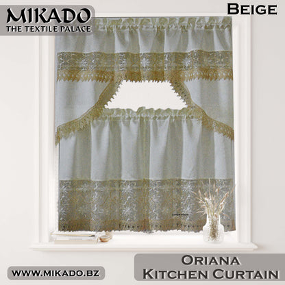 Oriana Embroidered Kitchen Curtain Set