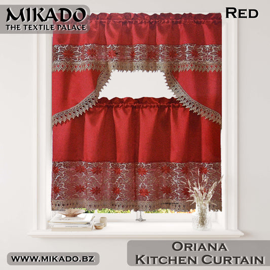 Oriana Embroidered Kitchen Curtain Set