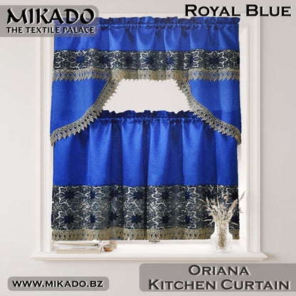 Oriana Embroidered Kitchen Curtain Set