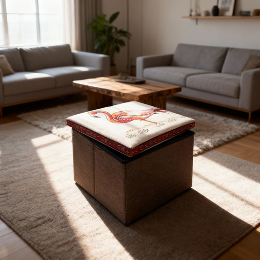 Foldable Ottoman Storage Box - Tapestry, Cube