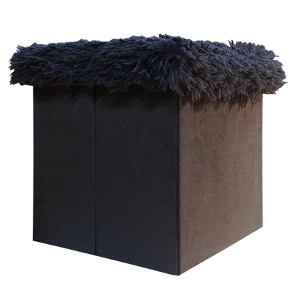 Foldable Ottoman Storage Box - Plush Faux Fur