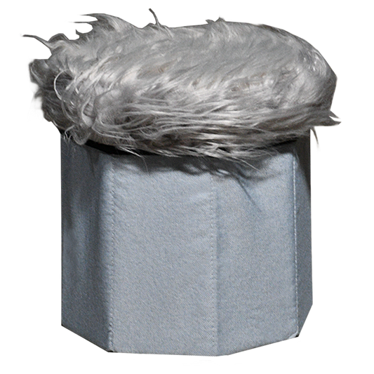 Foldable Ottoman Storage Box - Plush Faux Fur (Round)