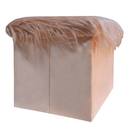 Foldable Ottoman Storage Box - Plush Faux Fur