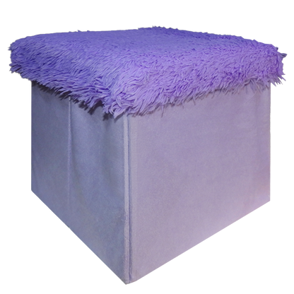 Foldable Ottoman Storage Box - Plush Faux Fur
