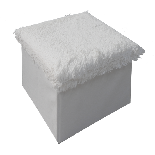 Foldable Ottoman Storage Box - Plush Faux Fur
