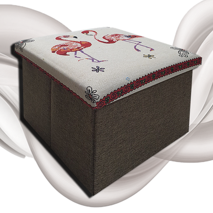 Foldable Ottoman Storage Box - Tapestry, Cube