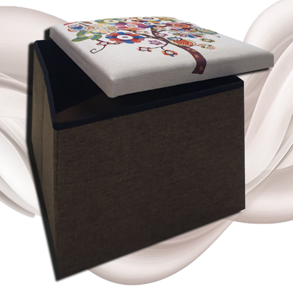 Foldable Ottoman Storage Box - Tapestry, Cube