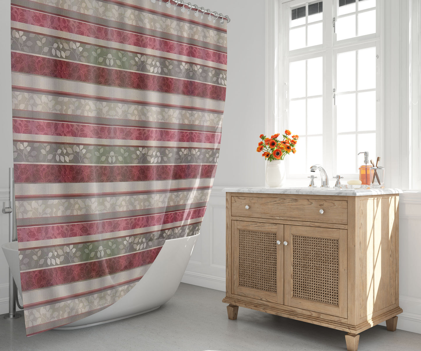 Rasberrie Shower Curtains + Window Curtain Set