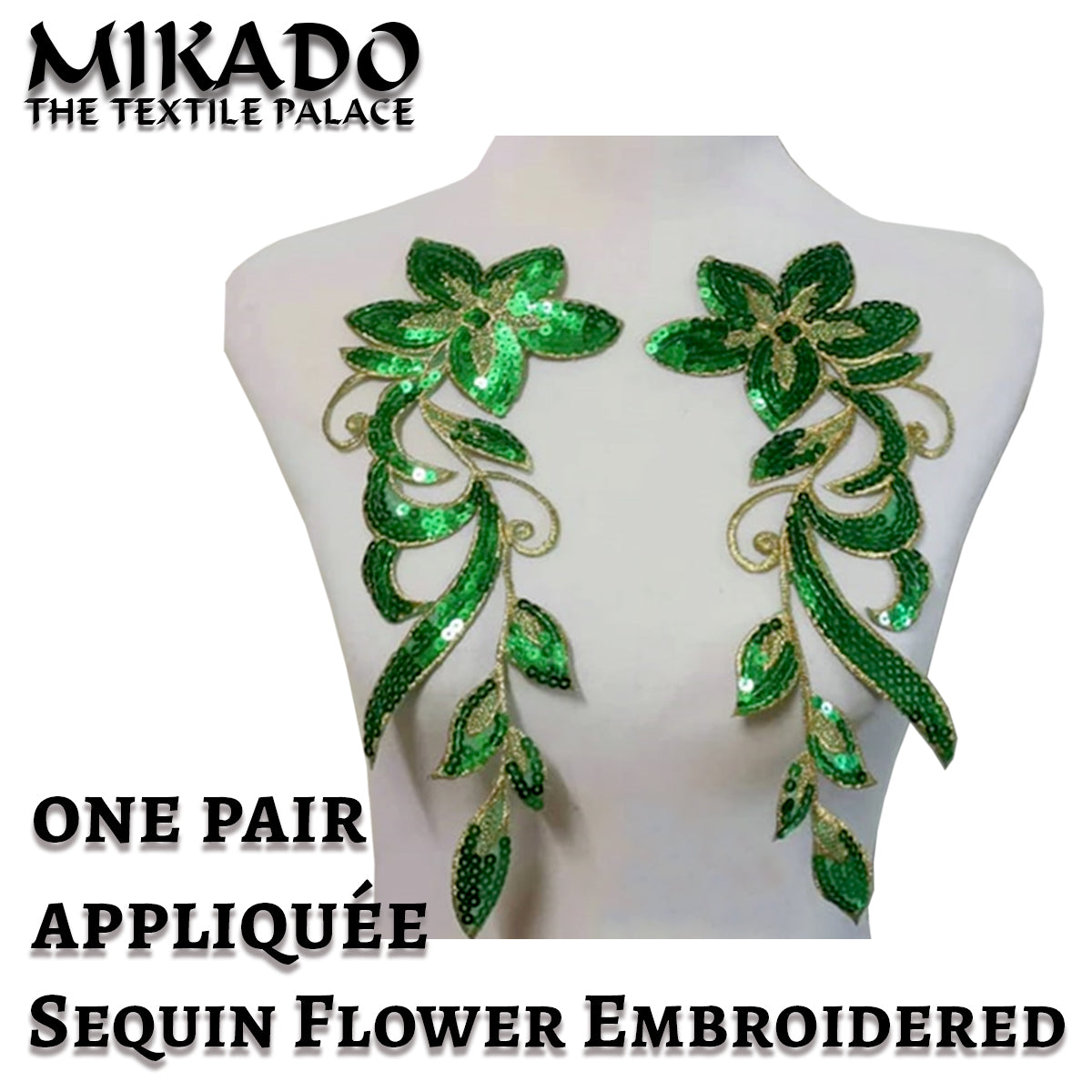 Sequin Embroidered Appliquee Flowers (Pair)