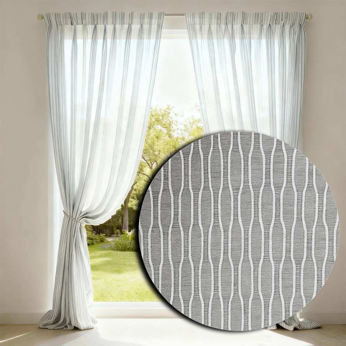 Equilibrium Sheer Drop Curtain Fabric