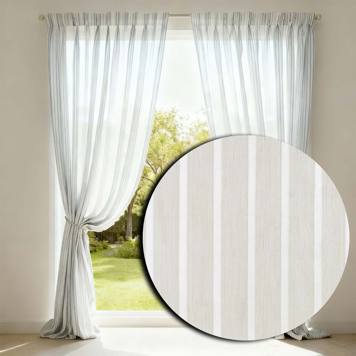 Equilibrium Sheer Drop Curtain Fabric