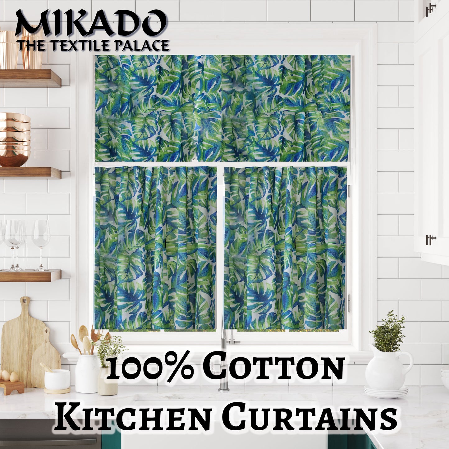 Shelly 100% Cotton Kitchen Curtains