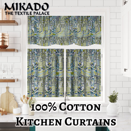 Shelly 100% Cotton Kitchen Curtains