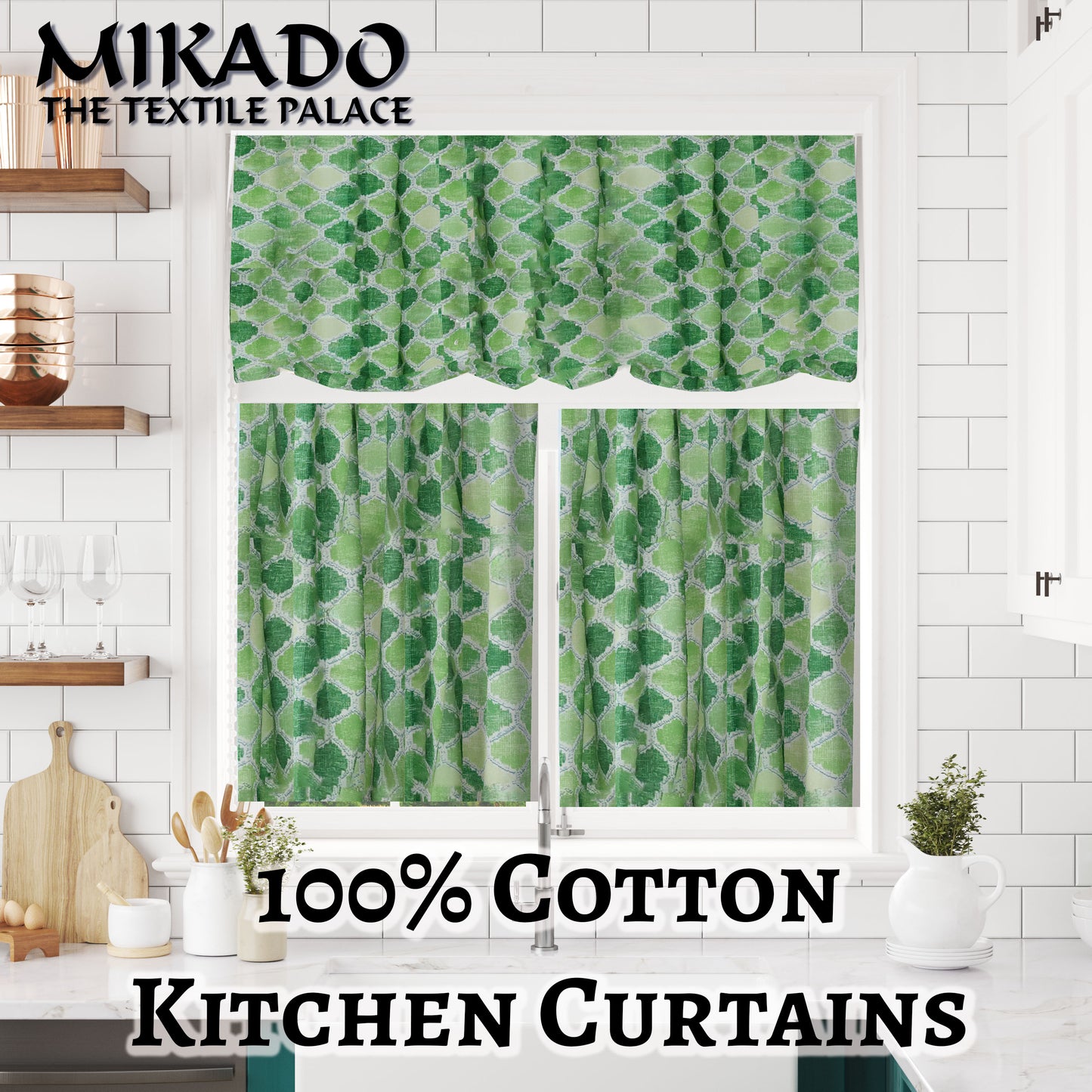 Shelly 100% Cotton Kitchen Curtains