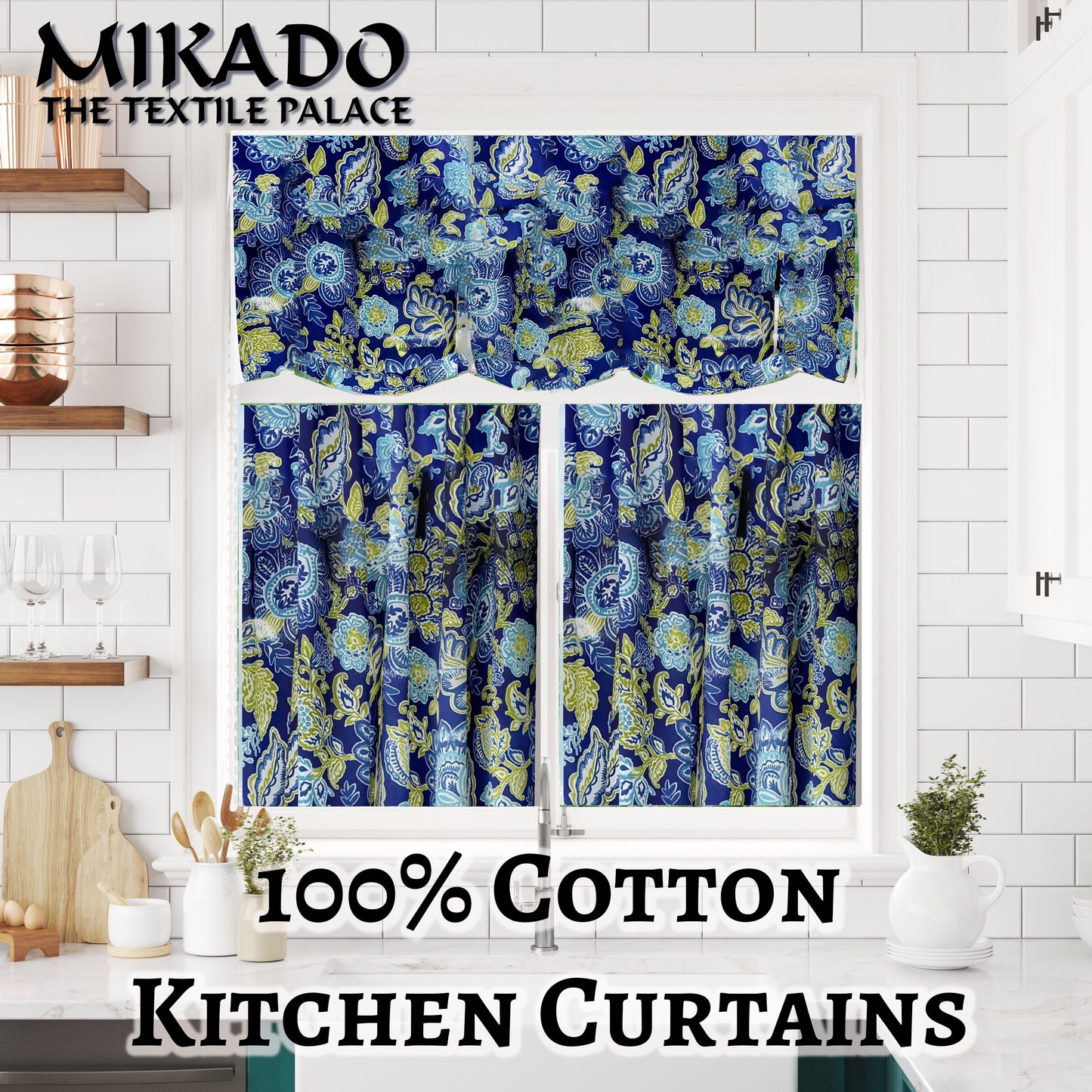 Shelly 100% Cotton Kitchen Curtains