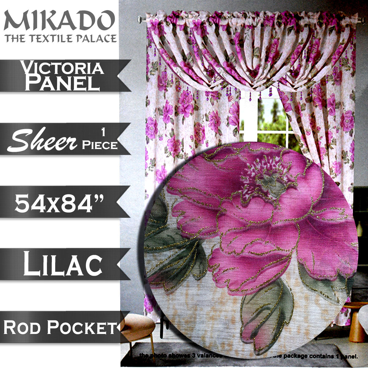 Victoria Sheer Metallic (Panel, Valance)