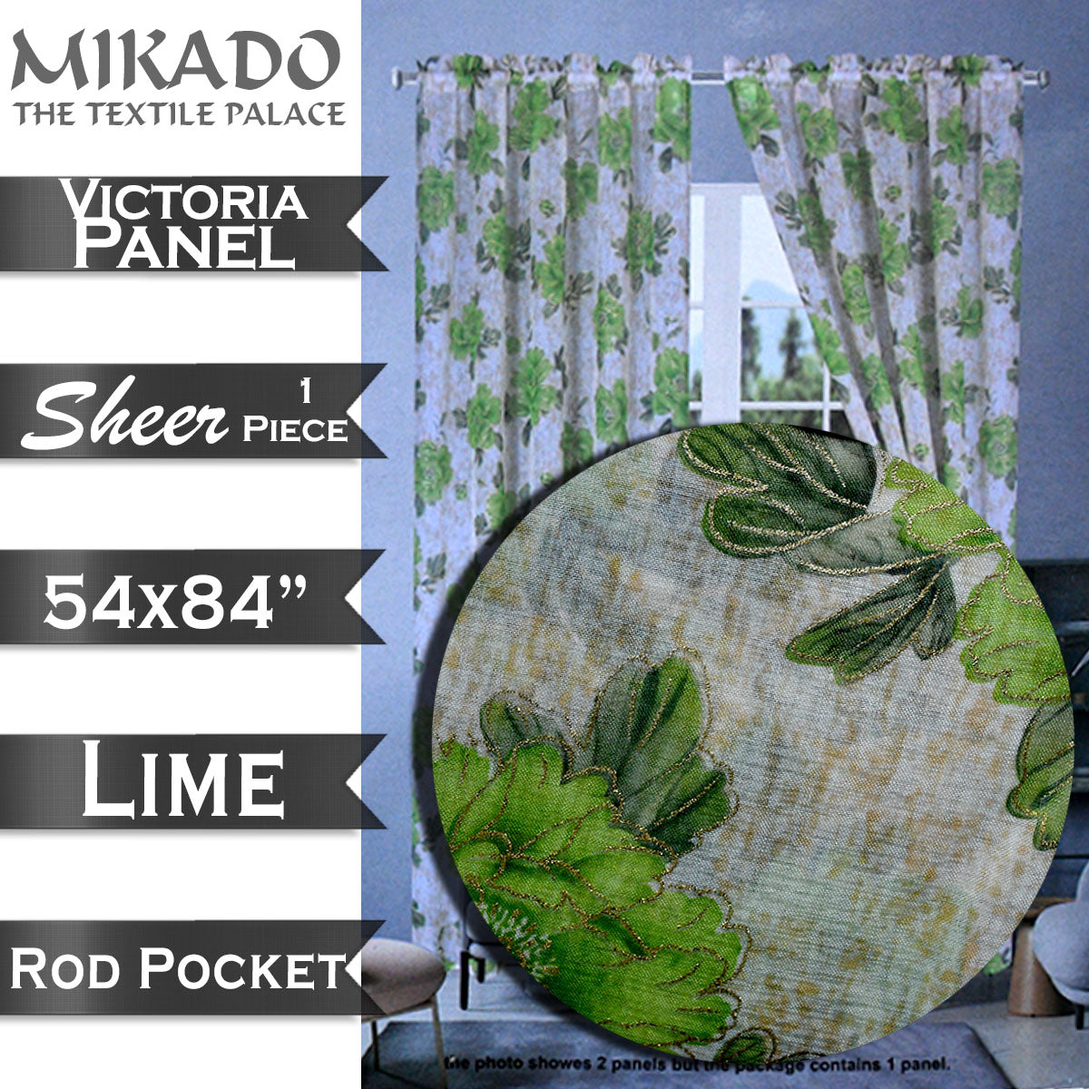 Victoria Sheer Metallic (Panel, Valance)