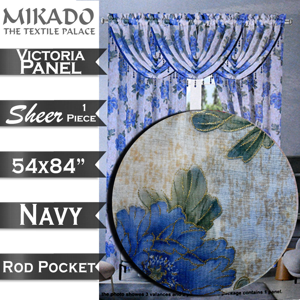 Victoria Sheer Metallic (Panel, Valance)