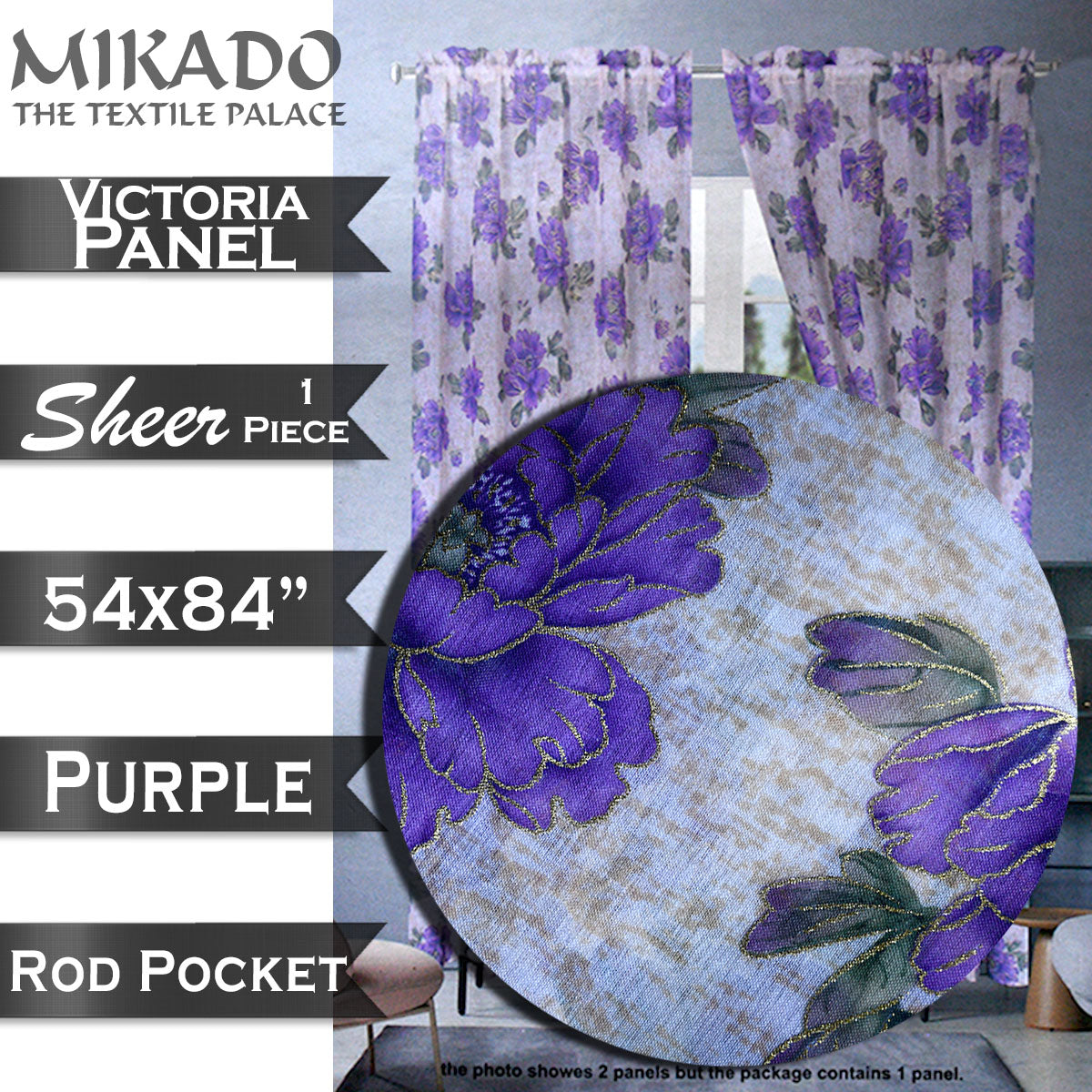 Victoria Sheer Metallic (Panel, Valance)