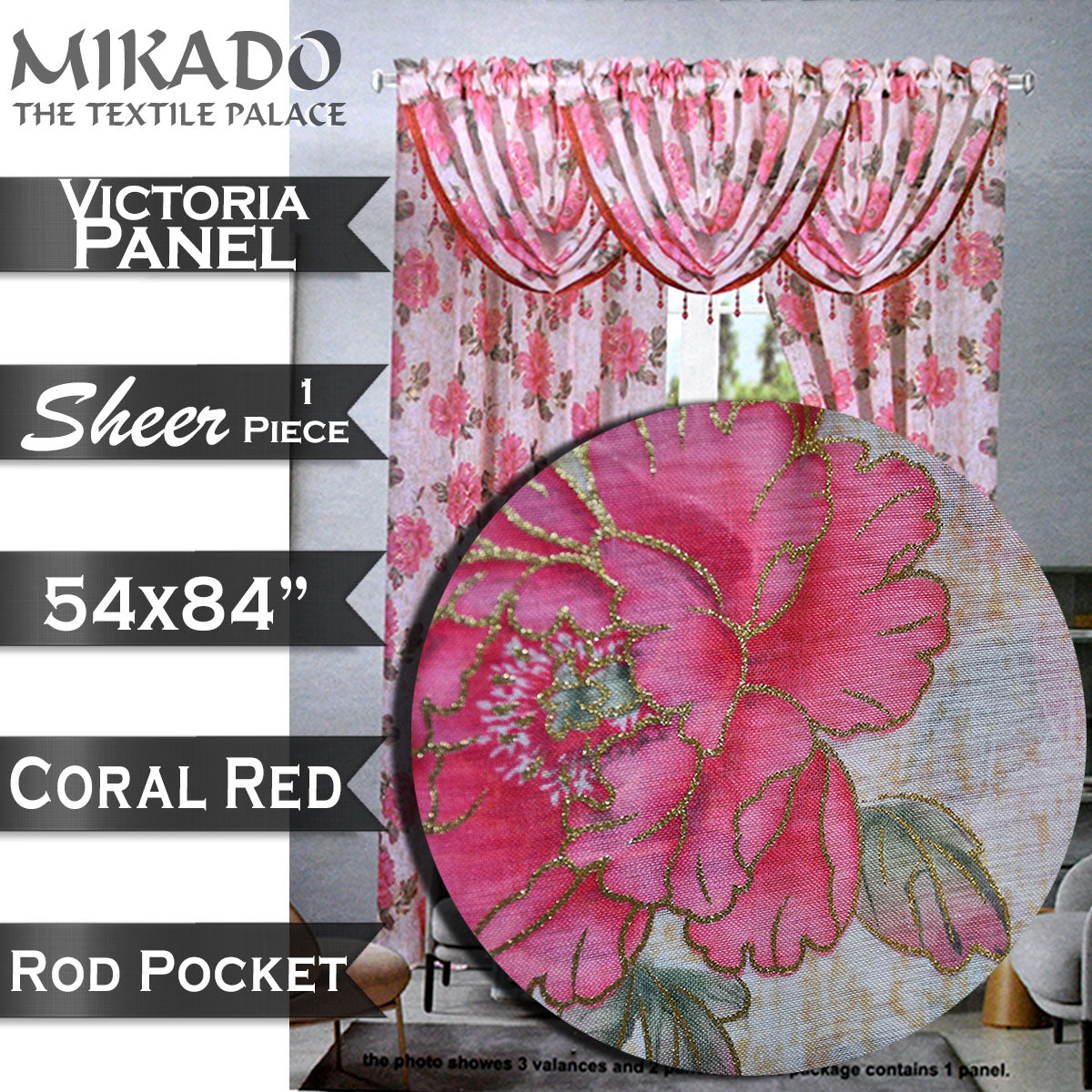 Victoria Sheer Metallic (Panel, Valance)