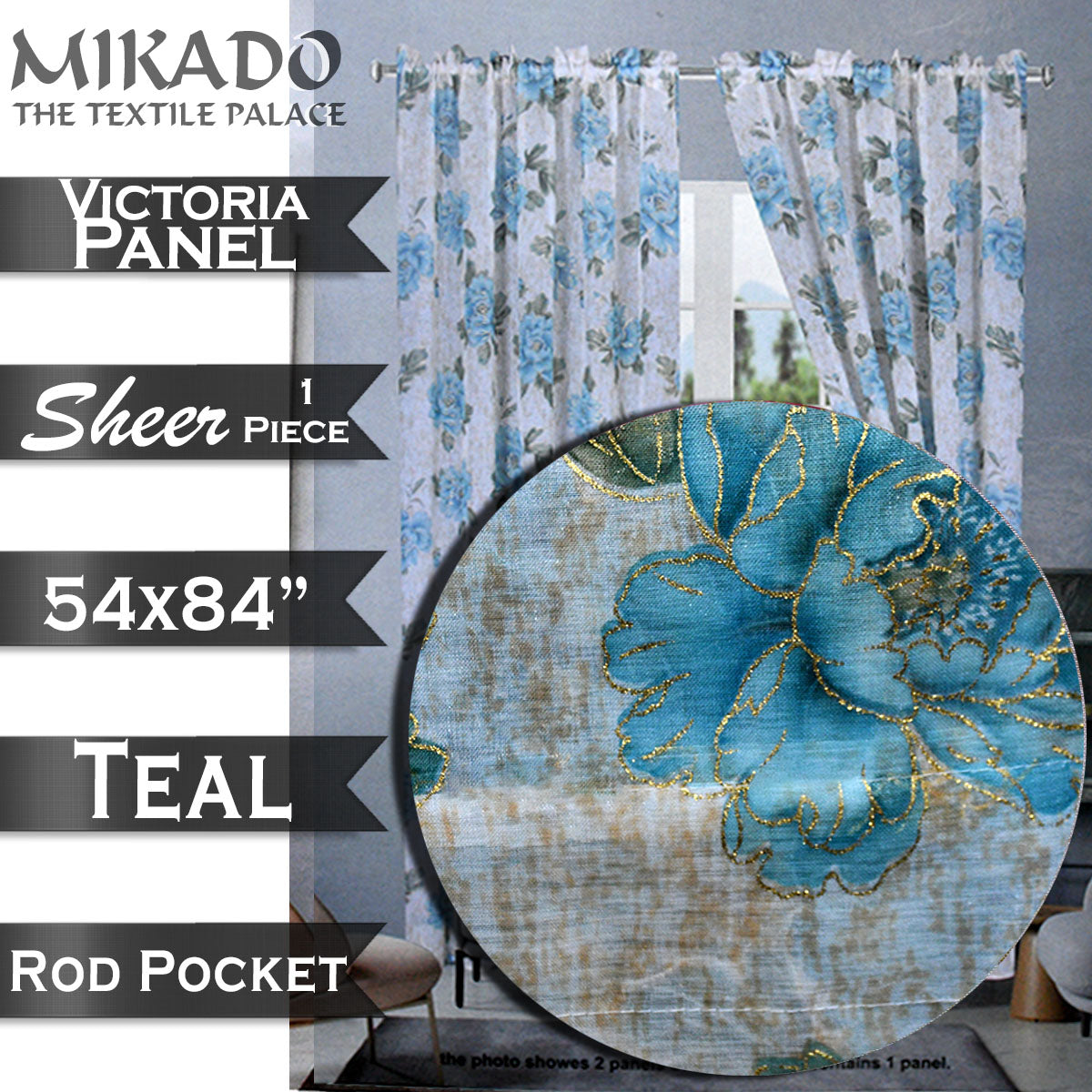 Victoria Sheer Metallic (Panel, Valance)