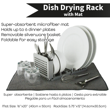 Dish Drying Rack with Mat