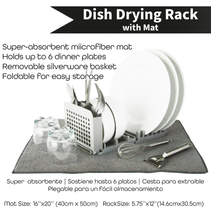 Dish Drying Rack with Mat