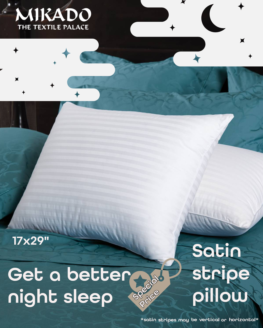 Satin Stripe Standard Size Pillow